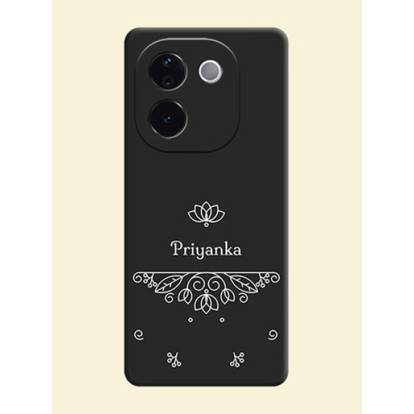 Lotus Garden Custom Text On Space Black Custom Soft Matte Mobile Back Cover - iQOO Z9s Pro 5G Lotus Garden Custom Text On Space Black Custom Soft Matte Mobile Back Cover - iQOO Z9s Pro 5G