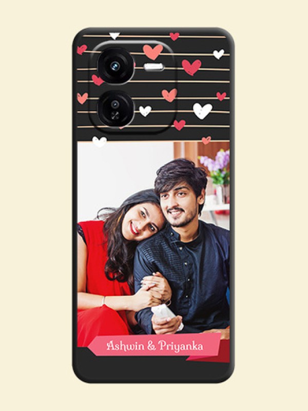 Love Pattern with Name on Pink Ribbon on Photo On Space Black Custom Soft Matte Mobile Back Cover - iQOO Z9X 5G