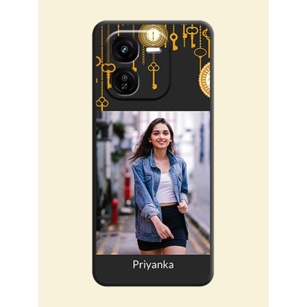 Decorative Design with Text On Space Black Custom Soft Matte Mobile Back Cover - iQOO Z9X 5G Decorative Design with Text On Space Black Custom Soft Matte Mobile Back Cover - iQOO Z9X 5G