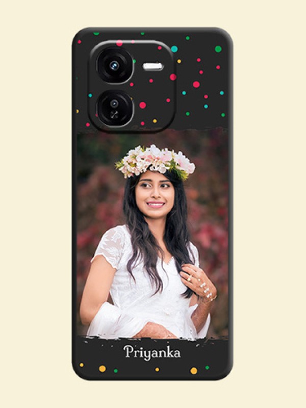 Multicolor Dotted Pattern with Text On Space Black Custom Soft Matte Mobile Back Cover - iQOO Z9X 5G
