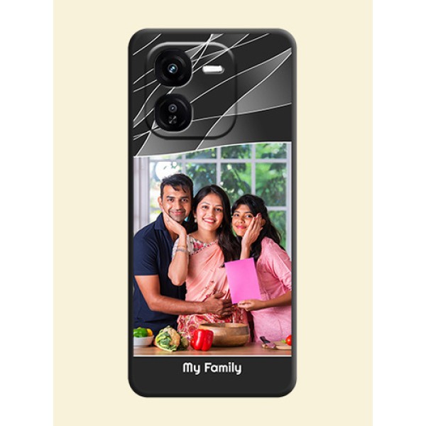 Mixed Wave Lines on Photo On Space Black Custom Soft Matte Mobile Back Cover - iQOO Z9X 5G Mixed Wave Lines on Photo On Space Black Custom Soft Matte Mobile Back Cover - iQOO Z9X 5G