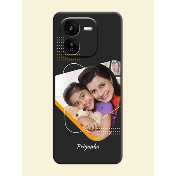 Yellow Triangle on Photo On Space Black Custom Soft Matte Mobile Back Cover - iQOO Z9X 5G