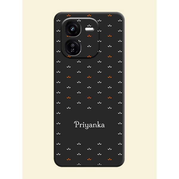 Simple Pattern With Custom Text On Space Black Custom Soft Matte Mobile Back Cover - iQOO Z9X 5G Simple Pattern With Custom Text On Space Black Custom Soft Matte Mobile Back Cover - iQOO Z9X 5G