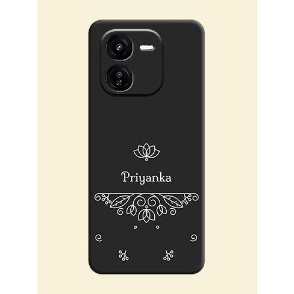 Lotus Garden Custom Text On Space Black Custom Soft Matte Mobile Back Cover - iQOO Z9X 5G Lotus Garden Custom Text On Space Black Custom Soft Matte Mobile Back Cover - iQOO Z9X 5G