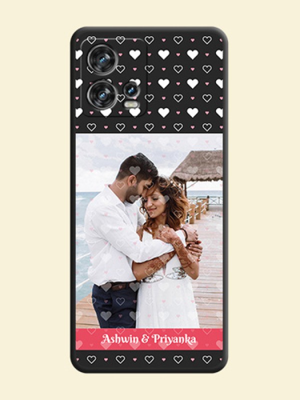 White Color Love Symbols with Text Design on Photo on Space Black Soft Matte Phone Cover - Motorola Edge 30 Fusion