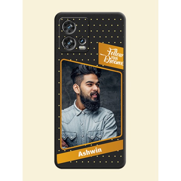 Follow Your Dreams with White Dots on Space Black Custom Soft Matte Phone Cases - Motorola Edge 30 Fusion Follow Your Dreams with White Dots on Space Black Custom Soft Matte Phone Cases - Motorola Edge 30 Fusion