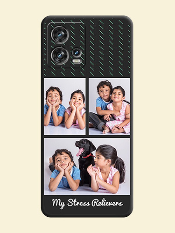 Cross Dotted Pattern with 2 Image Holder  on Personalised Space Black Soft Matte Cases - Motorola Edge 30 Fusion