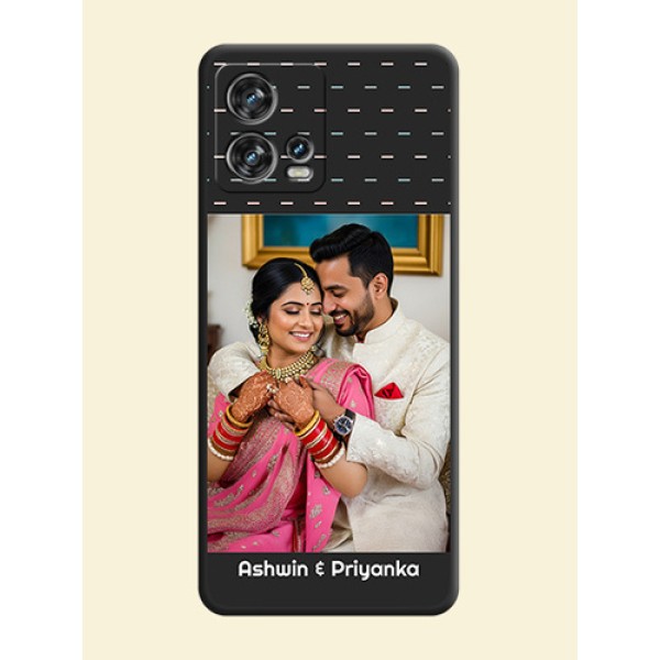 Line Pattern Design with Text on Space Black Custom Soft Matte Phone Back Cover - Motorola Edge 30 Fusion Line Pattern Design with Text on Space Black Custom Soft Matte Phone Back Cover - Motorola Edge 30 Fusion