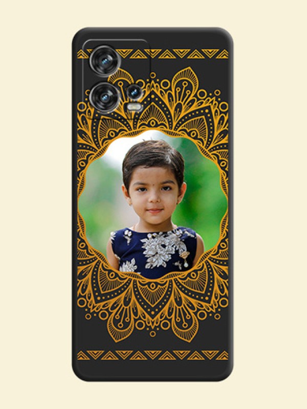 Round Image with Floral Design on Photo on Space Black Soft Matte Mobile Cover - Motorola Edge 30 Fusion