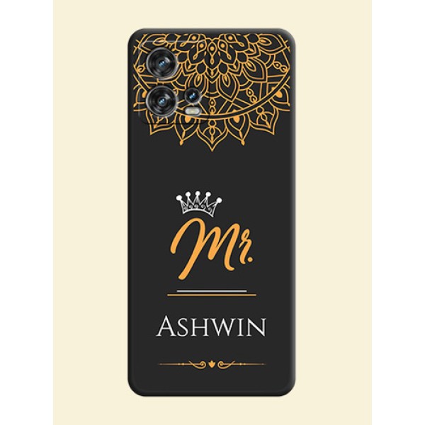 Mr Name with Floral Design on Personalised Space Black Soft Matte Cases - Motorola Edge 30 Fusion Mr Name with Floral Design on Personalised Space Black Soft Matte Cases - Motorola Edge 30 Fusion
