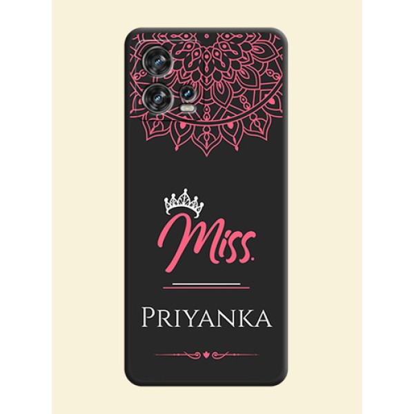 Mrs Name with Floral Design on Space Black Personalized Soft Matte Phone Covers - Motorola Edge 30 Fusion Mrs Name with Floral Design on Space Black Personalized Soft Matte Phone Covers - Motorola Edge 30 Fusion