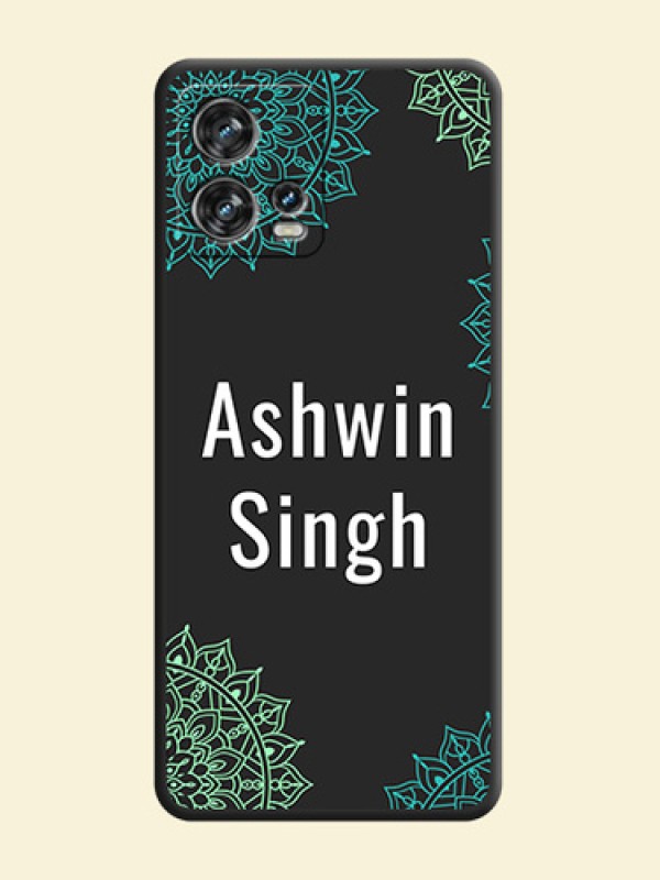 Your Name with Floral Design on Space Black Custom Soft Matte Back Cover - Motorola Edge 30 Fusion