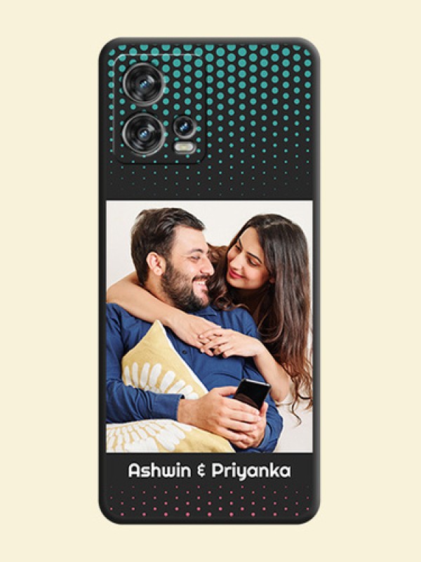 Faded Dots with Grunge Photo Frame and Text on Space Black Custom Soft Matte Phone Cases - Motorola Edge 30 Fusion