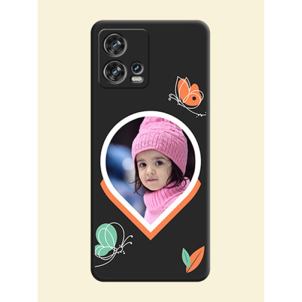 Upload Pic With Simple Butterly Design On Space Black Personalized Soft Matte Phone Covers -Motorola Edge 30 Fusion Upload Pic With Simple Butterly Design On Space Black Personalized Soft Matte Phone Covers -Motorola Edge 30 Fusion
