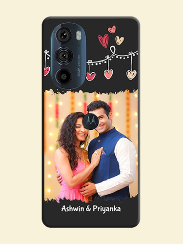 Pink Love Hangings with Name on Space Black Custom Soft Matte Phone Cases - Edge 30 Pro