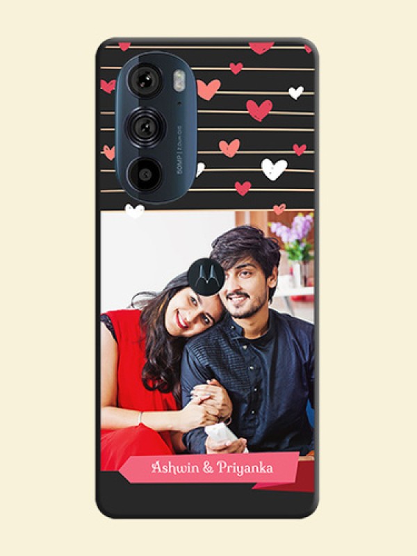 Love Pattern with Name on Pink Ribbon  on Photo on Space Black Soft Matte Back Cover - Edge 30 Pro