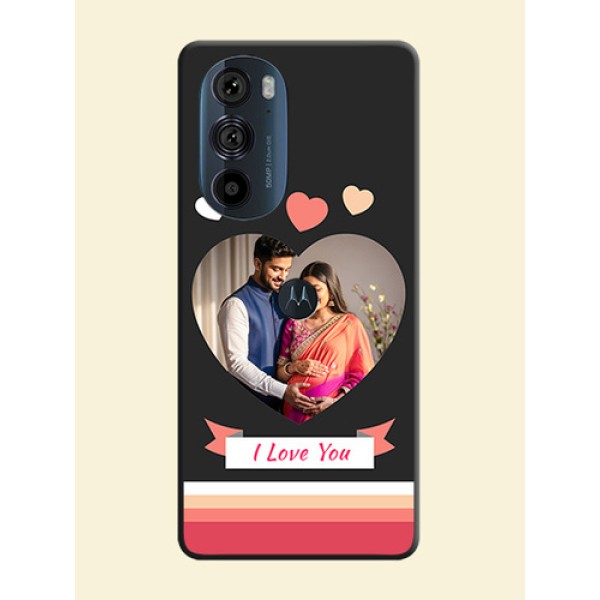 Love Shaped Photo with Colorful Stripes on Personalised Space Black Soft Matte Cases - Edge 30 Pro