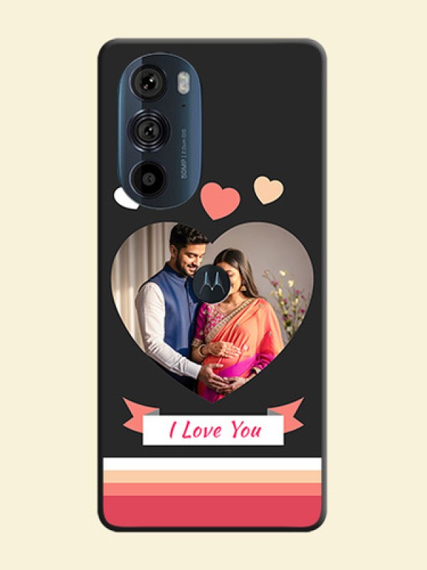 Love Shaped Photo with Colorful Stripes on Personalised Space Black Soft Matte Cases - Edge 30 Pro