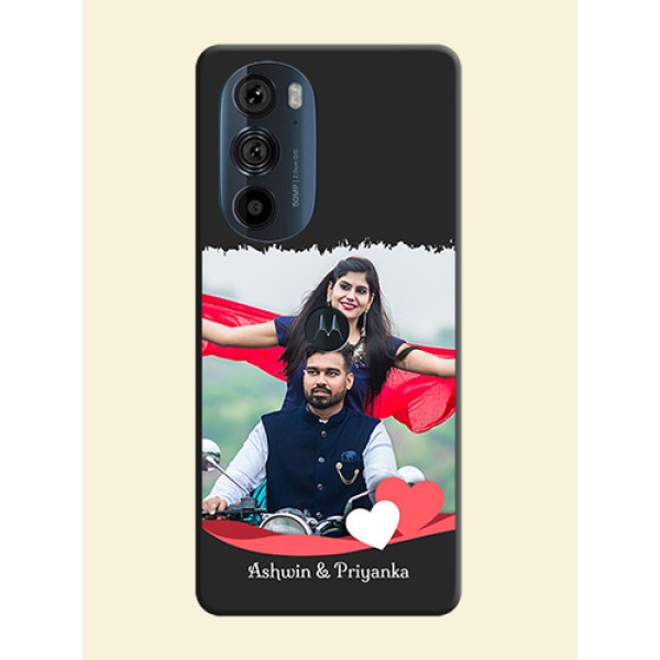 Pin Color Love Shaped Ribbon Design with Text on Space Black Custom Soft Matte Phone Back Cover - Edge 30 Pro Pin Color Love Shaped Ribbon Design with Text on Space Black Custom Soft Matte Phone Back Cover - Edge 30 Pro