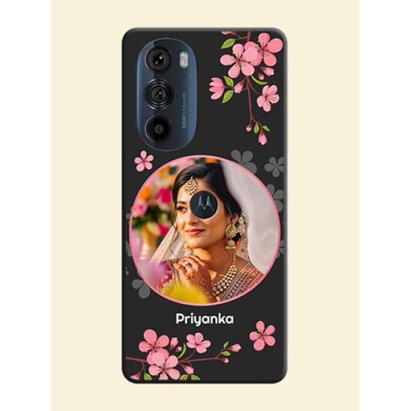 Round Image with Pink Color Floral Design on Photo on Space Black Soft Matte Back Cover - Edge 30 Pro Round Image with Pink Color Floral Design on Photo on Space Black Soft Matte Back Cover - Edge 30 Pro