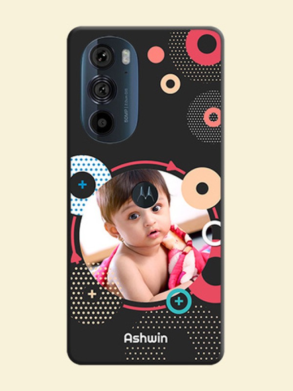 Multicoloured Round Image on Personalised Space Black Soft Matte Cases - Edge 30 Pro