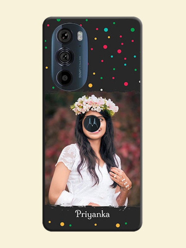 Multicolor Dotted Pattern with Text on Space Black Custom Soft Matte Phone Back Cover - Edge 30 Pro