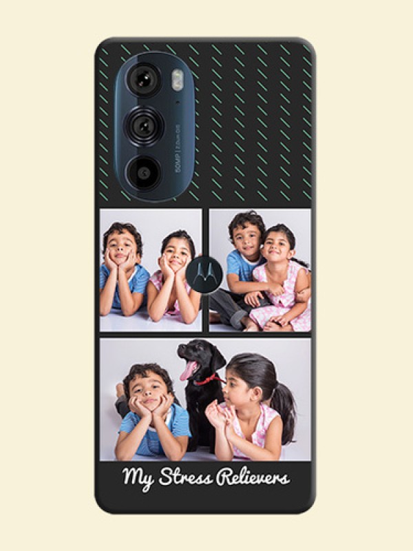 Cross Dotted Pattern with 2 Image Holder  on Personalised Space Black Soft Matte Cases - Edge 30 Pro
