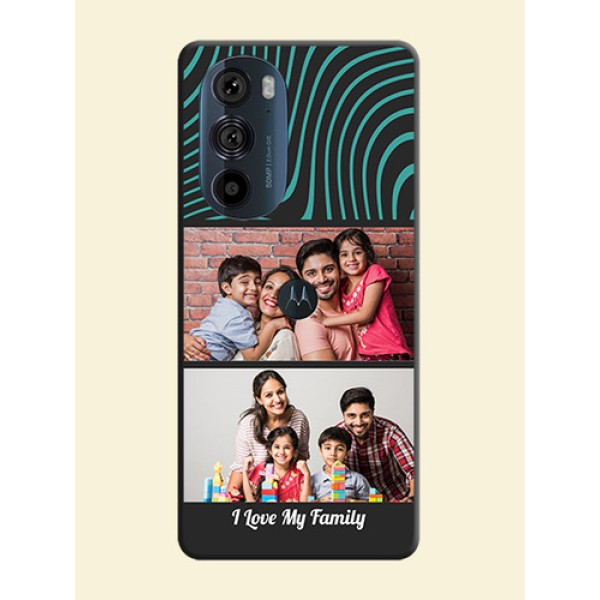 Wave Pattern with 2 Image Holder on Space Black Personalized Soft Matte Phone Covers - Edge 30 Pro Wave Pattern with 2 Image Holder on Space Black Personalized Soft Matte Phone Covers - Edge 30 Pro