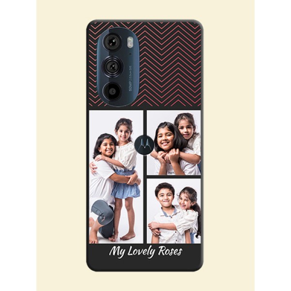 Wave Pattern with 3 Image Holder on Space Black Custom Soft Matte Back Cover - Edge 30 Pro Wave Pattern with 3 Image Holder on Space Black Custom Soft Matte Back Cover - Edge 30 Pro