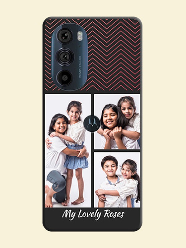 Wave Pattern with 3 Image Holder on Space Black Custom Soft Matte Back Cover - Edge 30 Pro