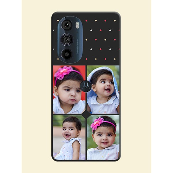 Multicolor Dotted Pattern with 4 Image Holder on Space Black Custom Soft Matte Phone Cases - Edge 30 Pro Multicolor Dotted Pattern with 4 Image Holder on Space Black Custom Soft Matte Phone Cases - Edge 30 Pro