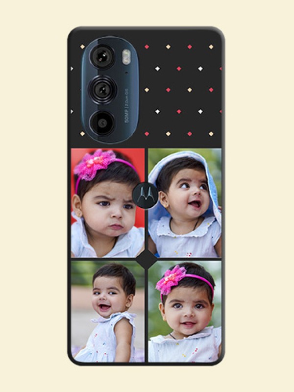 Multicolor Dotted Pattern with 4 Image Holder on Space Black Custom Soft Matte Phone Cases - Edge 30 Pro