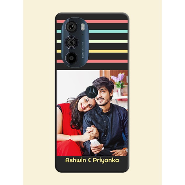 Color Stripes with Photo and Text on Photo on Space Black Soft Matte Mobile Case - Edge 30 Pro Color Stripes with Photo and Text on Photo on Space Black Soft Matte Mobile Case - Edge 30 Pro
