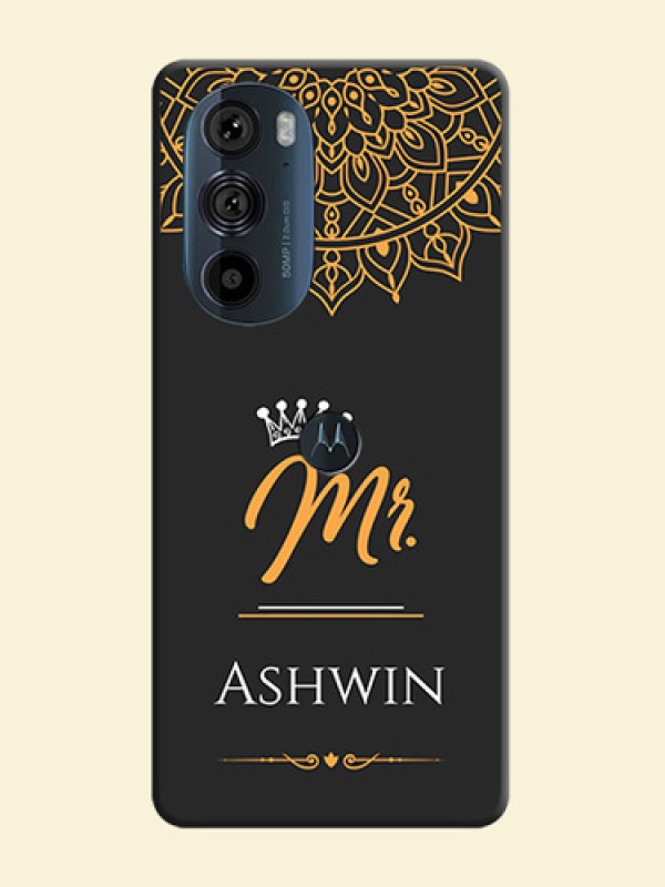 Mr Name with Floral Design  on Personalised Space Black Soft Matte Cases - Edge 30 Pro