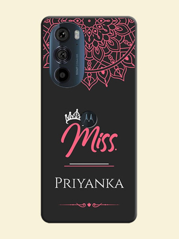 Mrs Name with Floral Design on Space Black Personalized Soft Matte Phone Covers - Edge 30 Pro