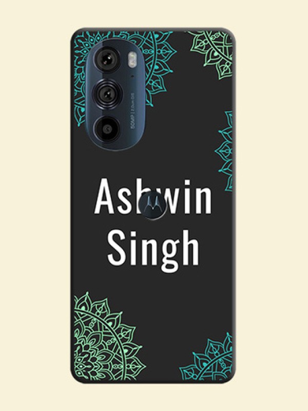 Your Name with Floral Design on Space Black Custom Soft Matte Back Cover - Edge 30 Pro