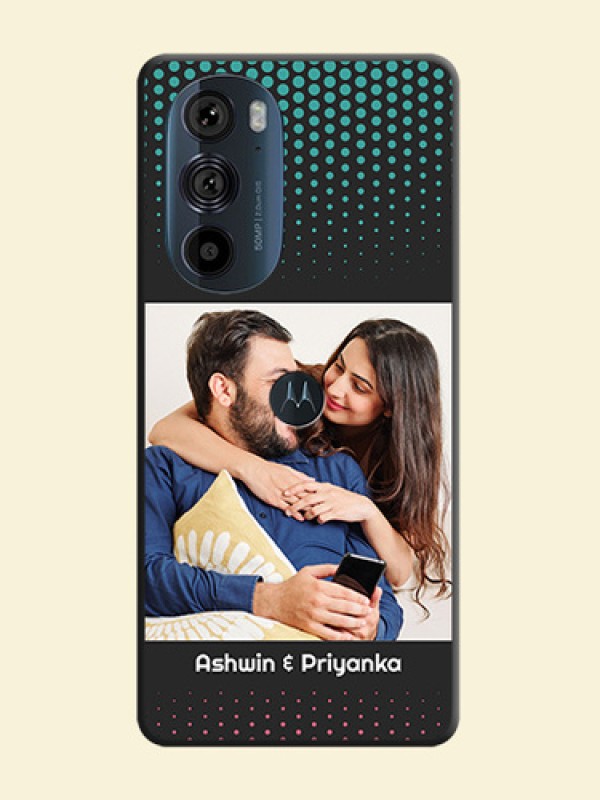 Faded Dots with Grunge Photo Frame and Text on Space Black Custom Soft Matte Phone Cases - Edge 30 Pro
