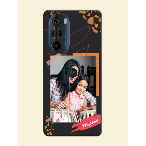 Orange Photo Frame on Space Black Custom Soft Matte Phone Back Cover - Edge 30 Pro Orange Photo Frame on Space Black Custom Soft Matte Phone Back Cover - Edge 30 Pro