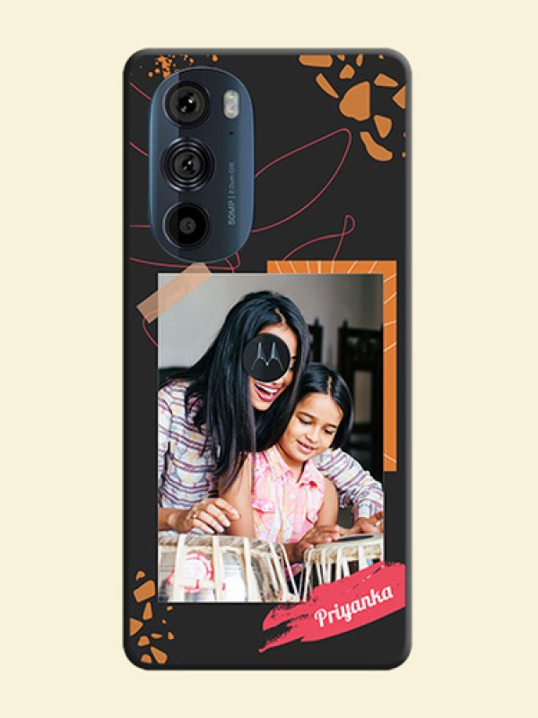Orange Photo Frame on Space Black Custom Soft Matte Phone Back Cover - Edge 30 Pro
