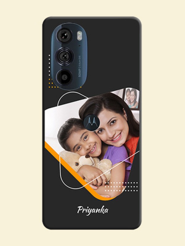 Yellow Triangle on Photo on Space Black Soft Matte Phone Cover - Edge 30 Pro