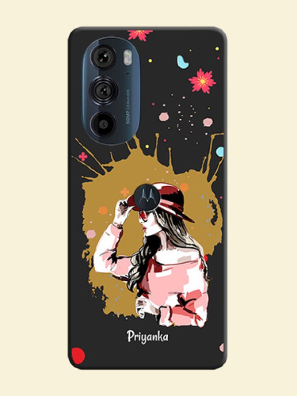 Mordern Lady With Color Splash Background With Custom Text On Space Black Personalized Soft Matte Phone Covers -Motorola Edge 30 Pro