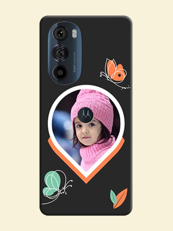 Upload Pic With Simple Butterly Design On Space Black Personalized Soft Matte Phone Covers -Motorola Edge 30 Pro