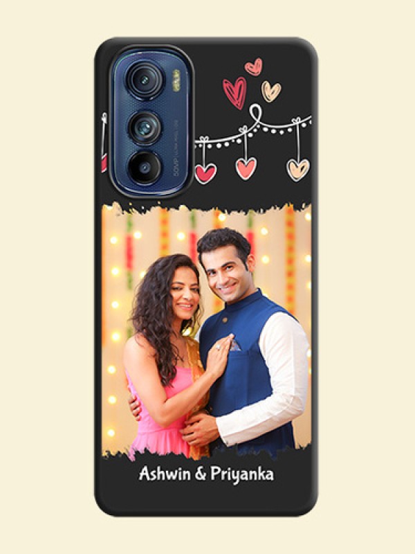 Pink Love Hangings with Name on Space Black Custom Soft Matte Phone Cases - Motorola Edge 30