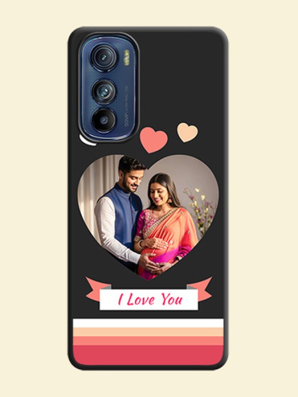 Love Shaped Photo with Colorful Stripes on Personalised Space Black Soft Matte Cases - Motorola Edge 30