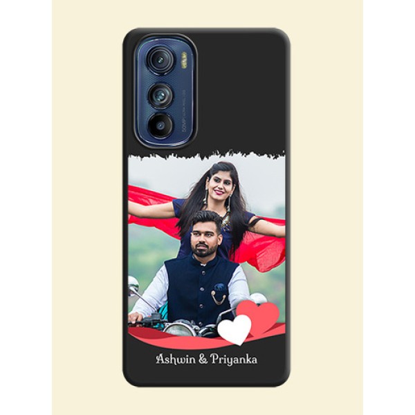 Pin Color Love Shaped Ribbon Design with Text on Space Black Custom Soft Matte Phone Back Cover - Motorola Edge 30 Pin Color Love Shaped Ribbon Design with Text on Space Black Custom Soft Matte Phone Back Cover - Motorola Edge 30
