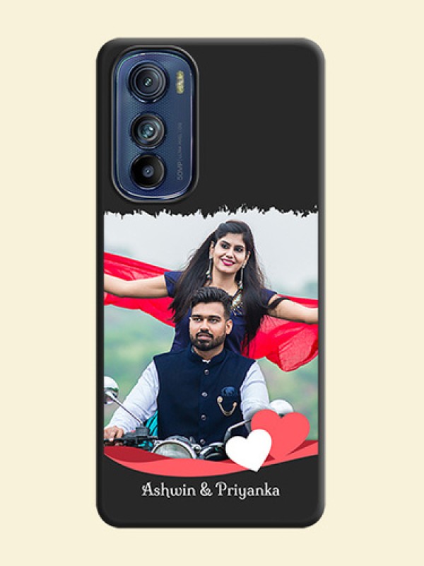 Pin Color Love Shaped Ribbon Design with Text on Space Black Custom Soft Matte Phone Back Cover - Motorola Edge 30