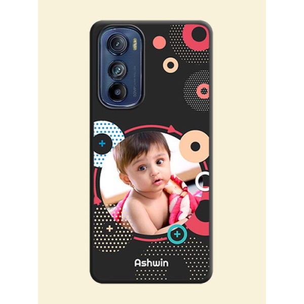 Multicoloured Round Image on Personalised Space Black Soft Matte Cases - Motorola Edge 30 Multicoloured Round Image on Personalised Space Black Soft Matte Cases - Motorola Edge 30