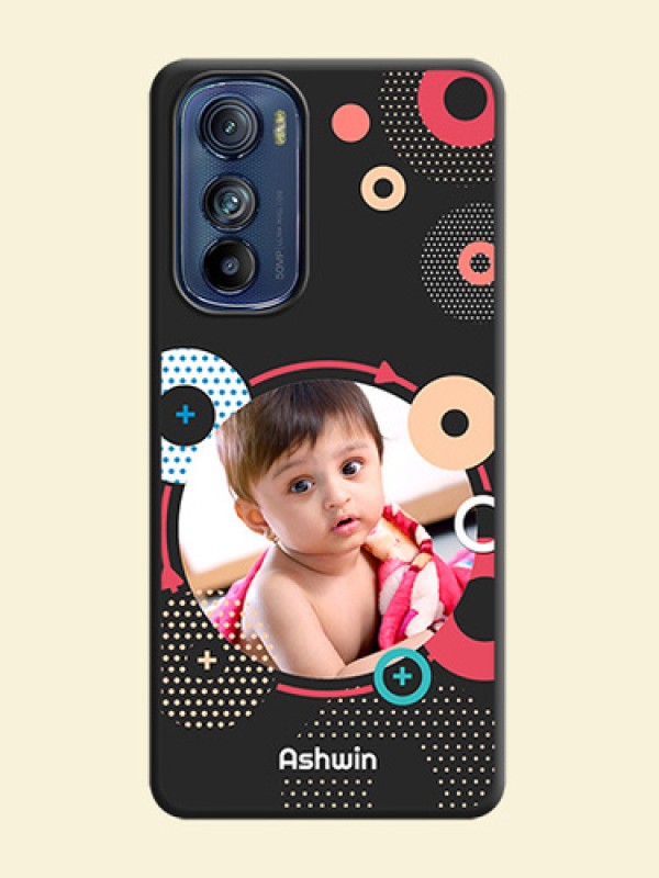 Multicoloured Round Image on Personalised Space Black Soft Matte Cases - Motorola Edge 30