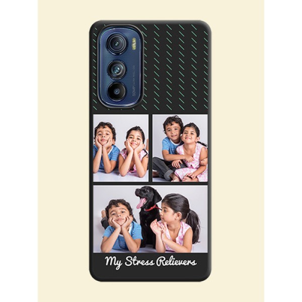 Cross Dotted Pattern with 2 Image Holder on Personalised Space Black Soft Matte Cases - Motorola Edge 30 Cross Dotted Pattern with 2 Image Holder on Personalised Space Black Soft Matte Cases - Motorola Edge 30