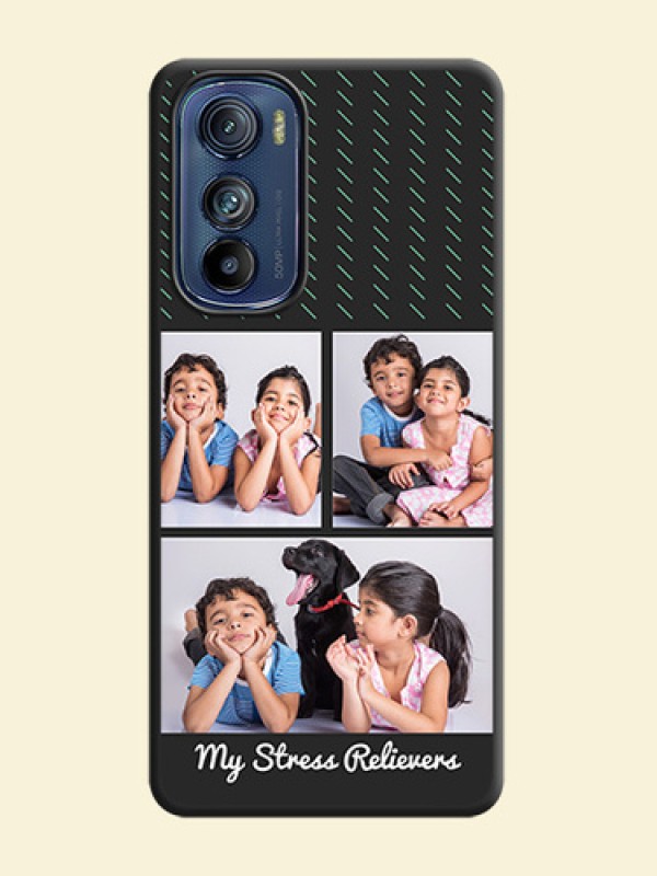 Cross Dotted Pattern with 2 Image Holder  on Personalised Space Black Soft Matte Cases - Motorola Edge 30